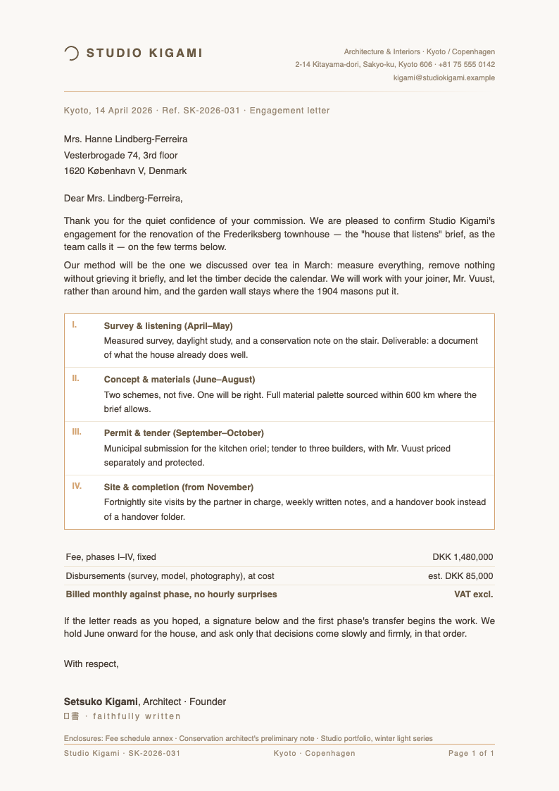 Japandi Minimalist Formal Letter